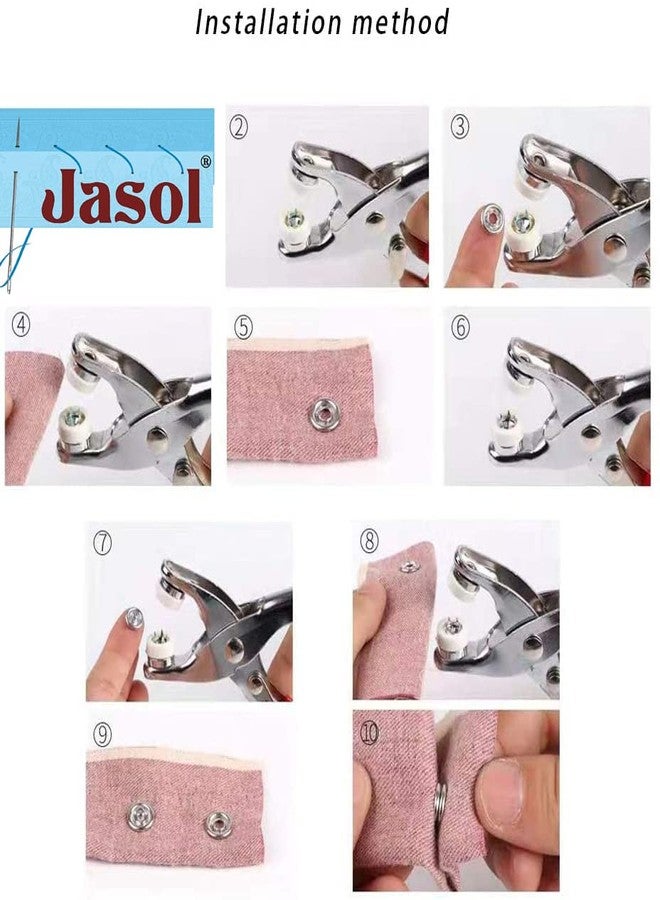 Jasol Snap & Ring Button Plier For Dress Shirt Buttons Sewing Craft Pack Of 1 (Silver) - Image 2